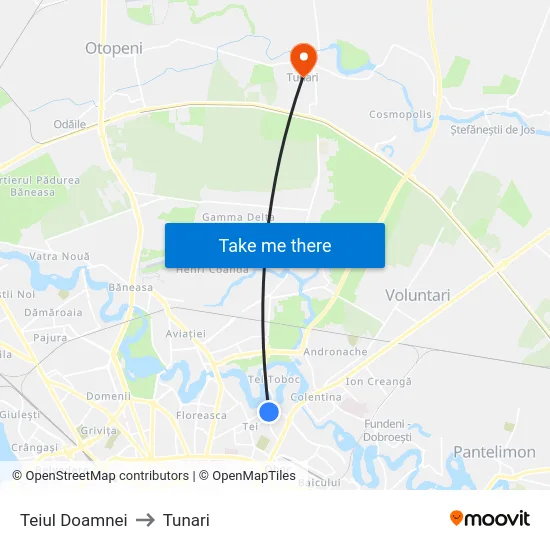Teiul Doamnei to Tunari map