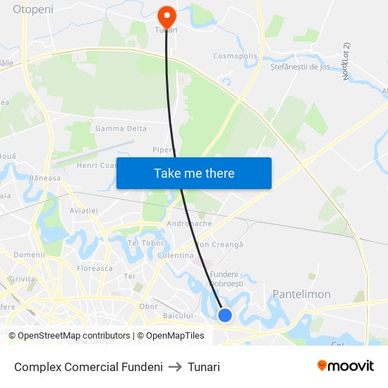 Complex Comercial Fundeni to Tunari map