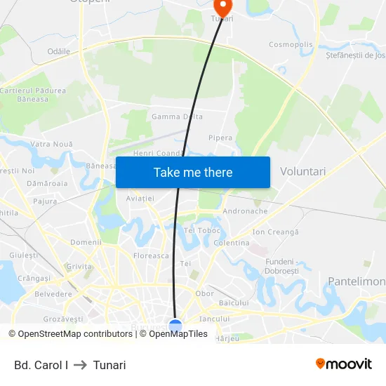 Bd. Carol I to Tunari map