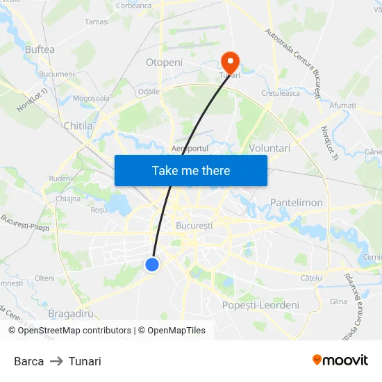 Barca to Tunari map