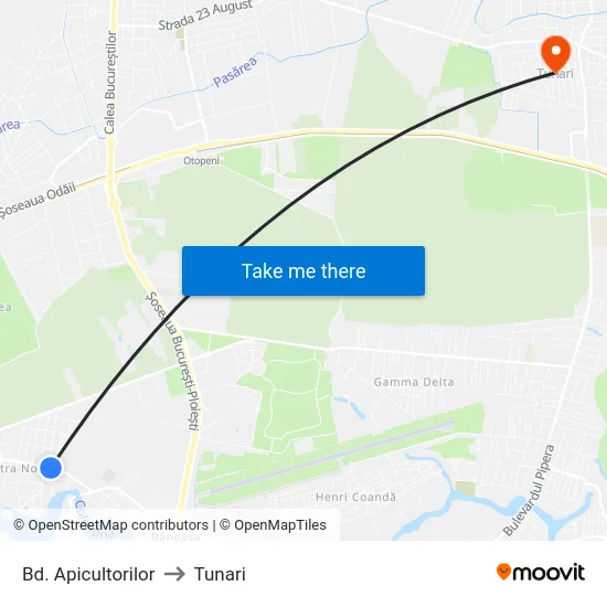 Bd. Apicultorilor to Tunari map