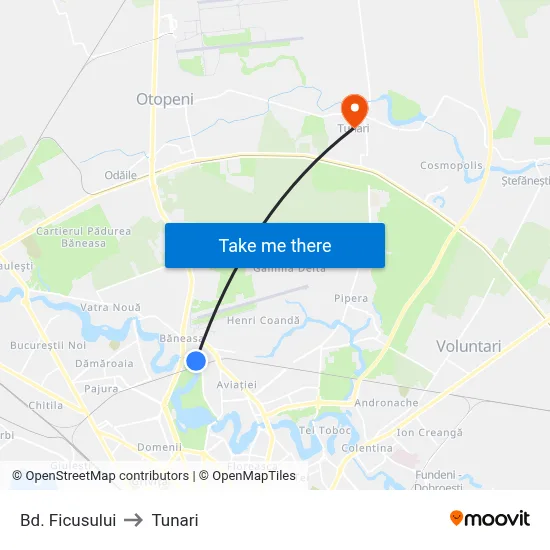 Bd. Ficusului to Tunari map