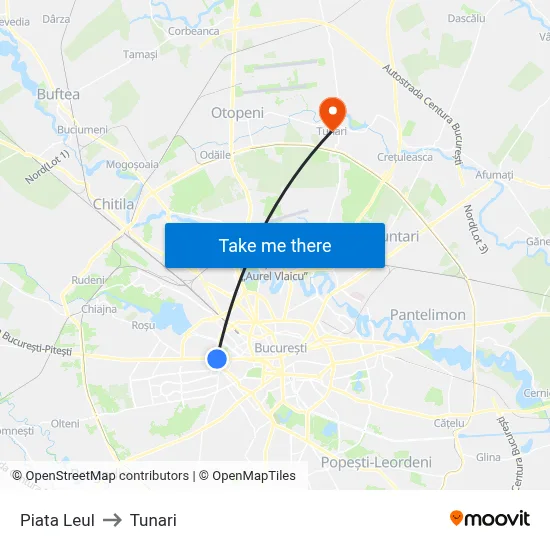 Piata Leul to Tunari map