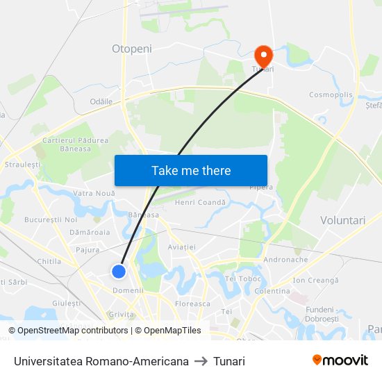 Universitatea Romano-Americana to Tunari map