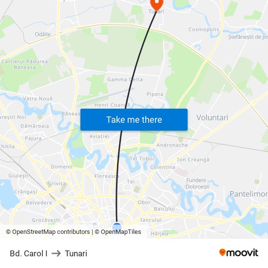 Bd. Carol I to Tunari map