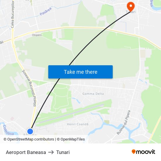 Aeroport Baneasa to Tunari map