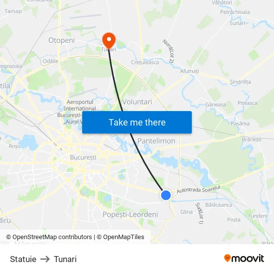 Statuie to Tunari map