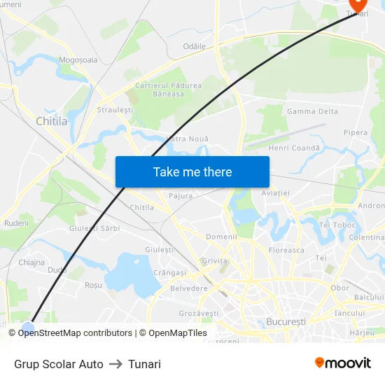 Grup Scolar Auto to Tunari map