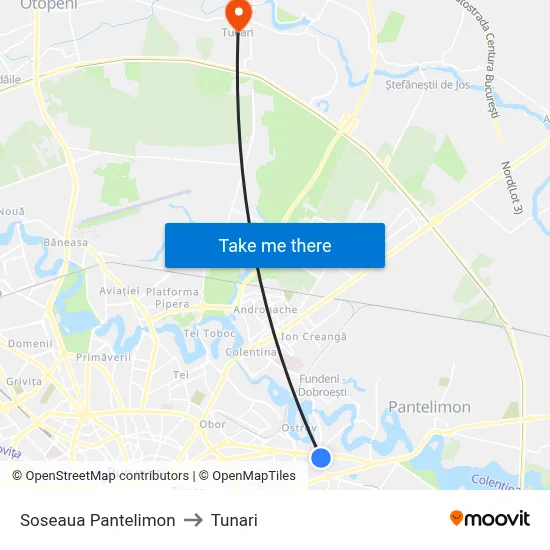 Soseaua Pantelimon to Tunari map