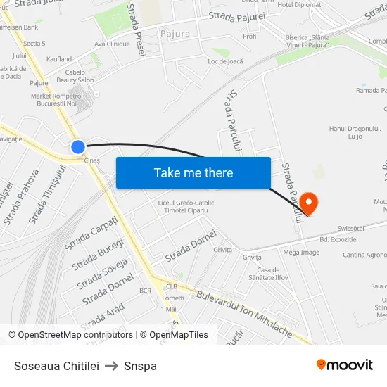 Soseaua Chitilei to Snspa map