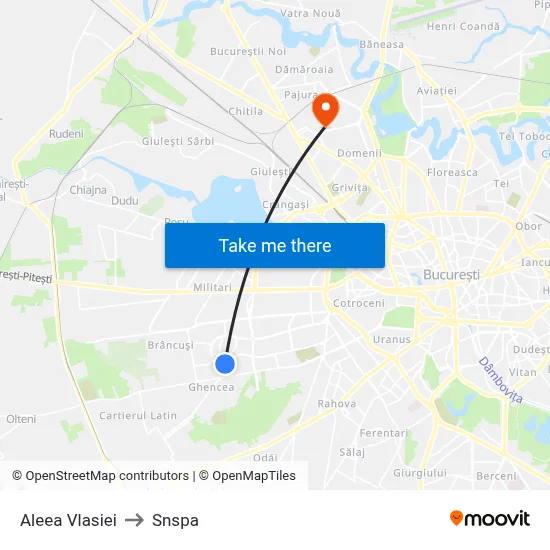 Aleea Vlasiei to Snspa map