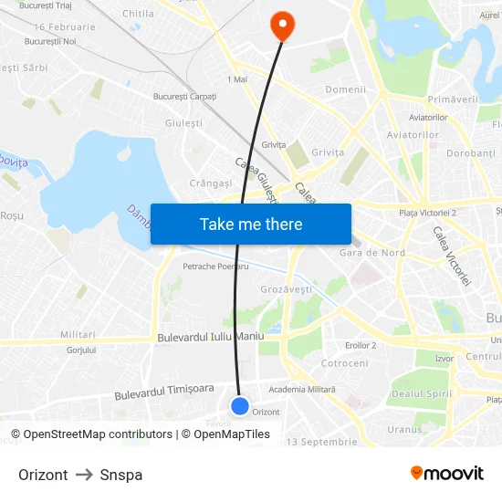 Orizont to Snspa map