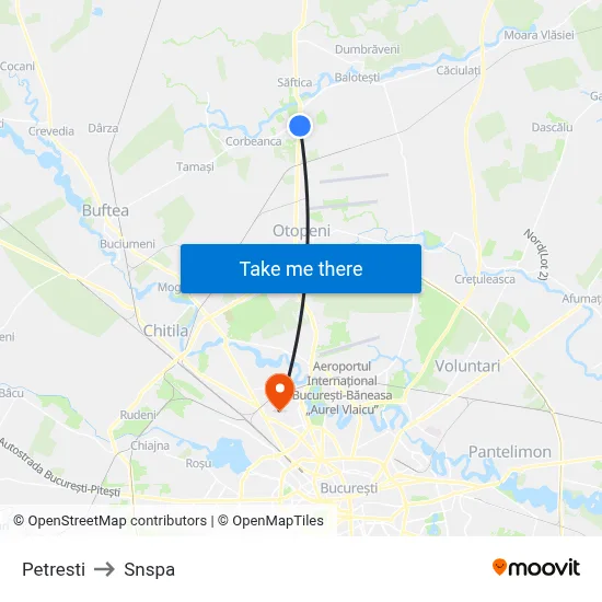 Petresti to Snspa map