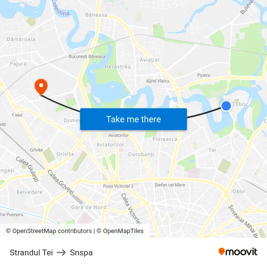 Strandul Tei to Snspa map