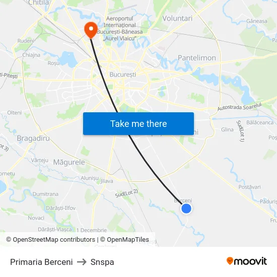 Primaria Berceni to Snspa map