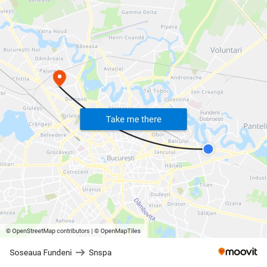 Soseaua Fundeni to Snspa map