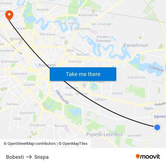Bobesti to Snspa map