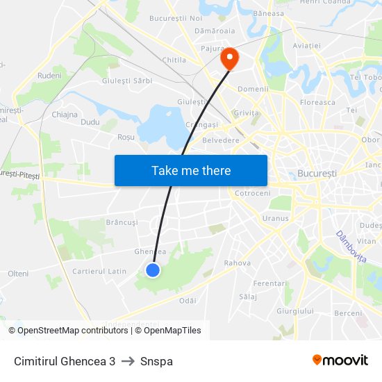 Cimitirul Ghencea 3 to Snspa map