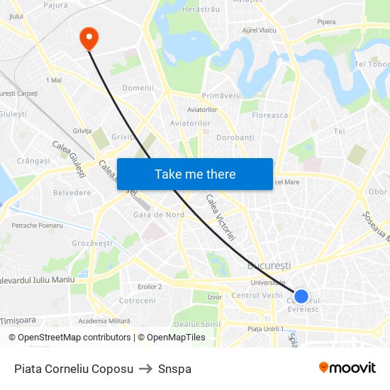 Piata Corneliu Coposu to Snspa map
