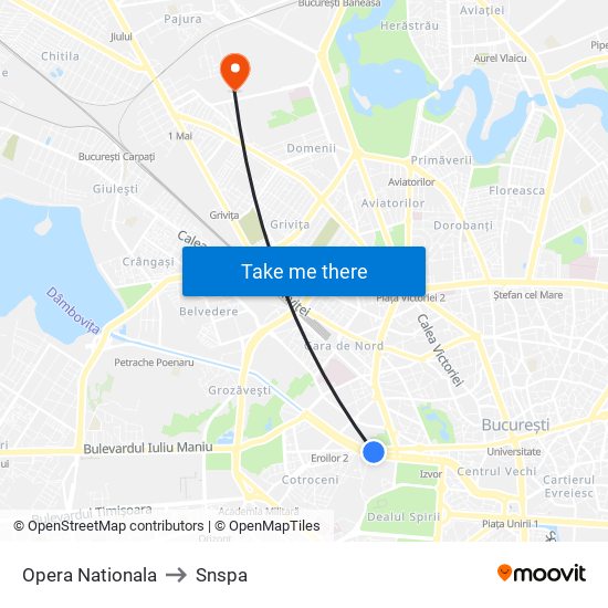 Opera Nationala to Snspa map