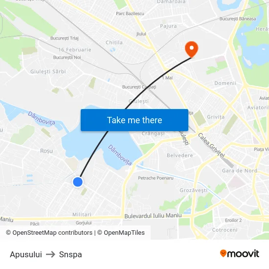 Apusului to Snspa map
