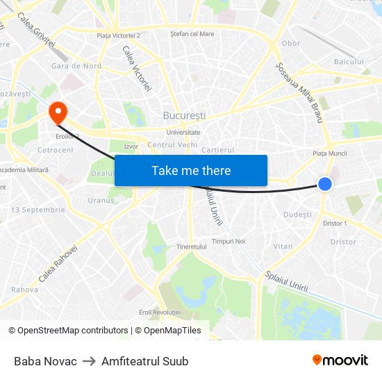 Baba Novac to Amfiteatrul Suub map