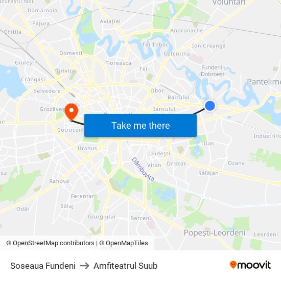 Soseaua Fundeni to Amfiteatrul Suub map