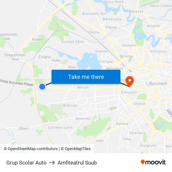 Grup Scolar Auto to Amfiteatrul Suub map