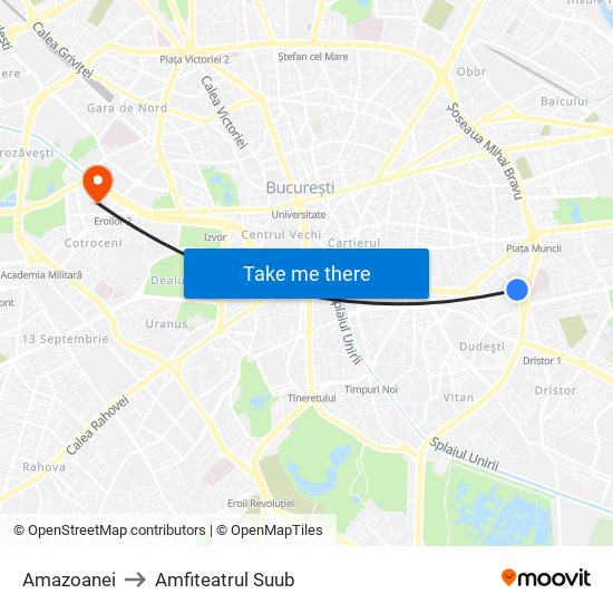 Amazoanei to Amfiteatrul Suub map