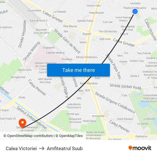 Calea Victoriei to Amfiteatrul Suub map