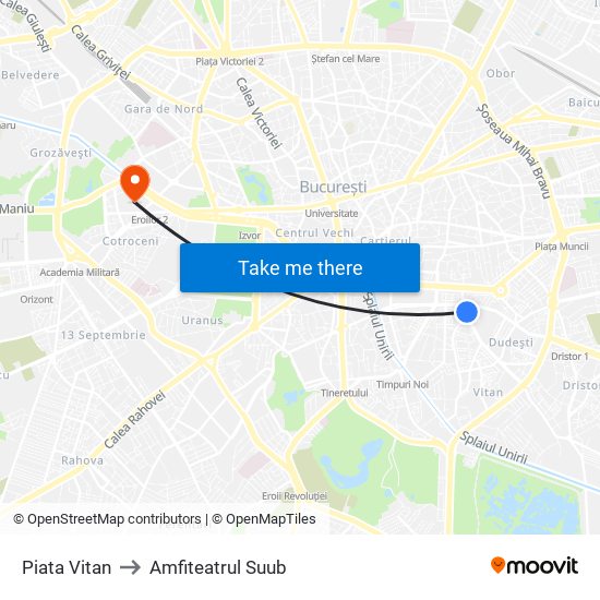 Piata Vitan to Amfiteatrul Suub map