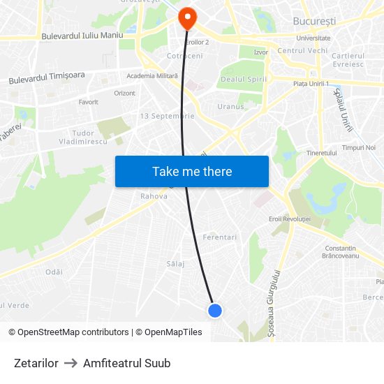 Zetarilor to Amfiteatrul Suub map