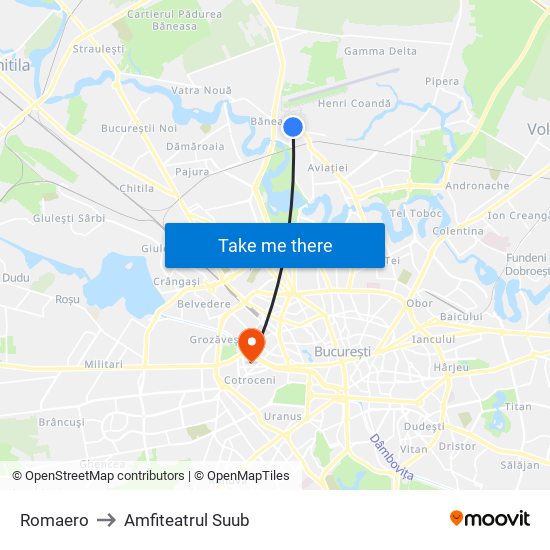 Romaero to Amfiteatrul Suub map