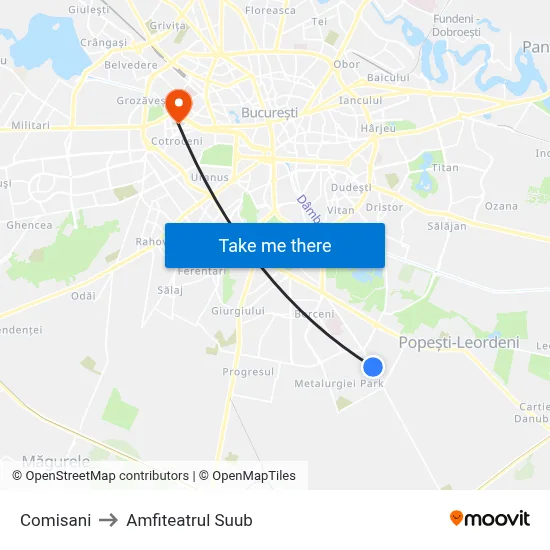 Comisani to Amfiteatrul Suub map