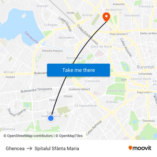 Ghencea to Spitalul Sfânta Maria map