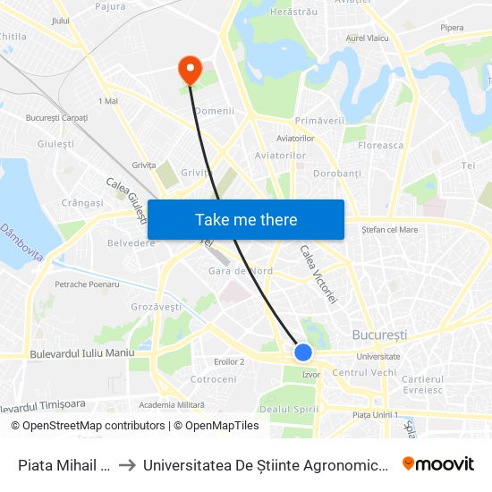 Piata Mihail Kogalniceanu to Universitatea De Știinte Agronomice Și Medicină Veterinară București map