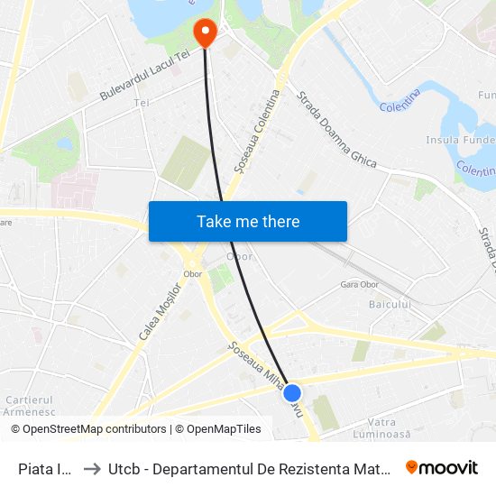 Piata Iancului to Utcb - Departamentul De Rezistenta Materialelor, Poduri Si Tuneluri map