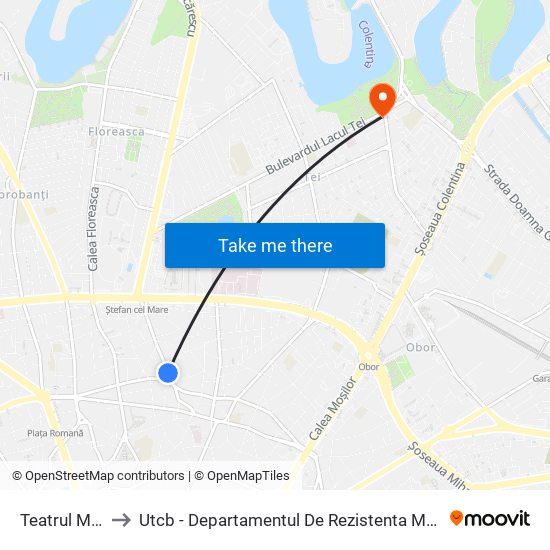 Teatrul Metropolis to Utcb - Departamentul De Rezistenta Materialelor, Poduri Si Tuneluri map