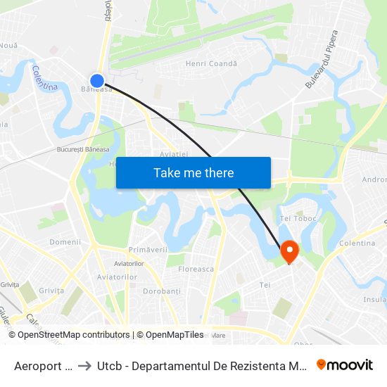 Aeroport Baneasa to Utcb - Departamentul De Rezistenta Materialelor, Poduri Si Tuneluri map