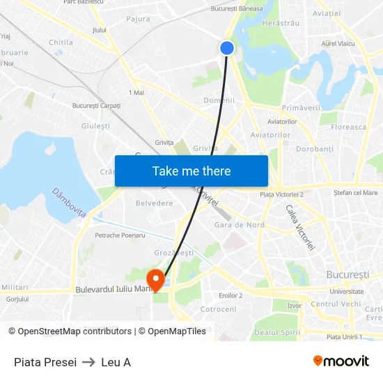 Piata Presei to Leu A map