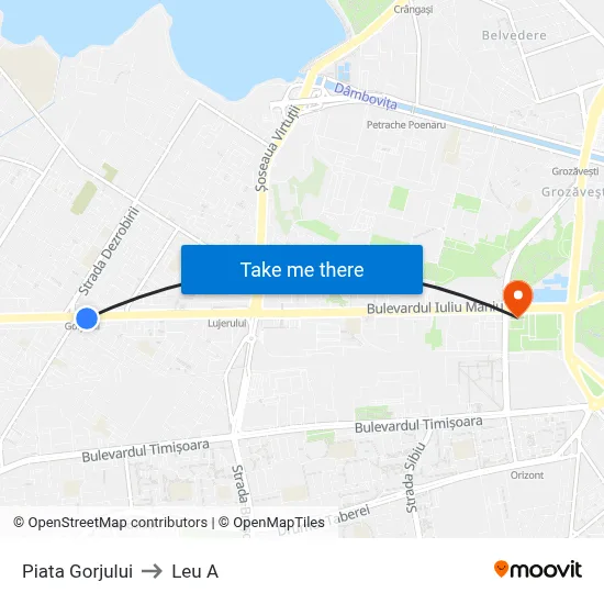Piata Gorjului to Leu A map