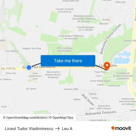 Liceul Tudor Vladimirescu to Leu A map