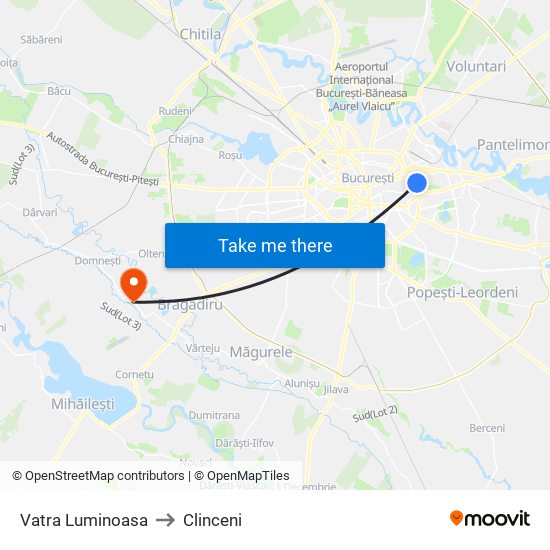Vatra Luminoasa to Clinceni map
