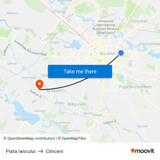 Piata Iancului to Clinceni map