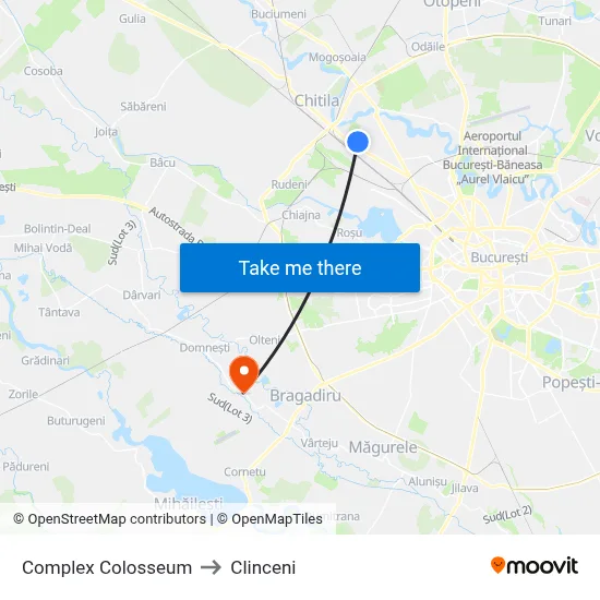 Complex Colosseum to Clinceni map