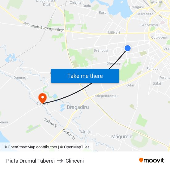 Piata Drumul Taberei to Clinceni map