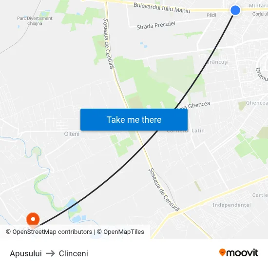 Apusului to Clinceni map