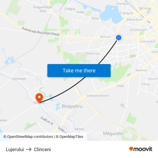 Lujerului to Clinceni map