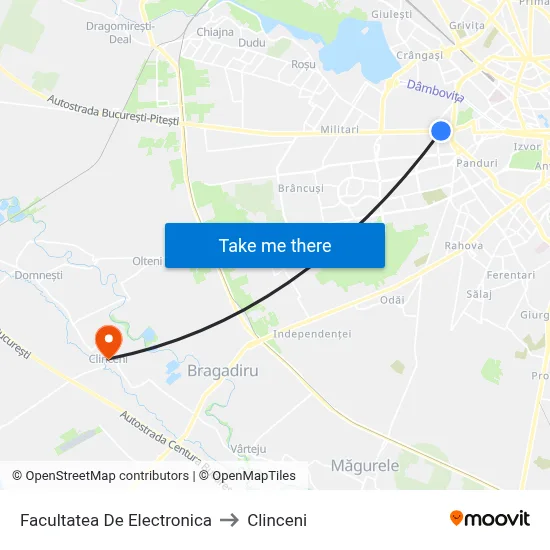 Facultatea De Electronica to Clinceni map