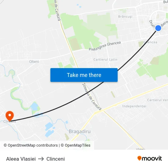 Aleea Vlasiei to Clinceni map